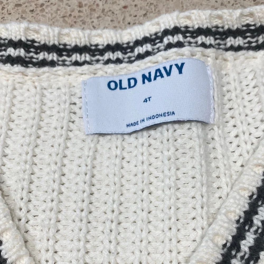 Old Navy Cream Cardigan with Black Stripe Trim
